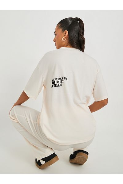 Styli Text Print Short Sleeve T-Shirt and Wide Leg Joggers Co-Ords