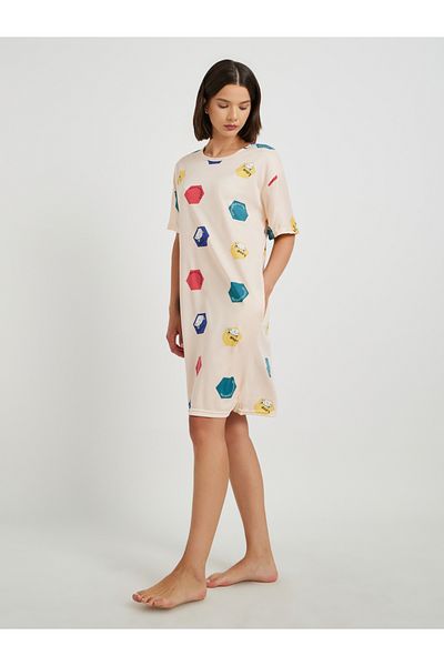 Styli All-Over Printed Short Sleeve Sleep T-Shirt