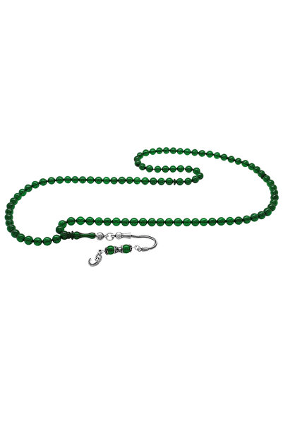 Tesbihane 925 проба срібний кулон з бахромою, зелений вогняний бурштин, 99-гр...