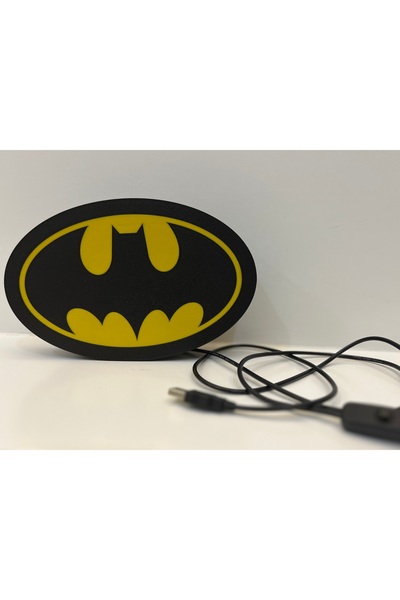 ESL Decor Batman Görünümlü - Batman Logolu - Süper Kahraman Tarzı Gece Lambası –sarı Led Işıklı Lamba