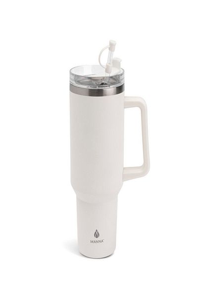 manna 2-in-1 Lid Wide Handle Atlas Tumbler with Topper and Reusable Straw Etched Glas
