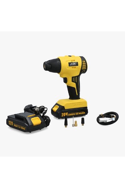 AUTOSMART 12V Digital Tire Inflator with 20V Cordless Tire Inflator Yellow