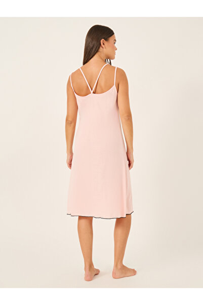 Styli Contrast Lettuce-Edge Hem Cross Back Strap Slip Dress
