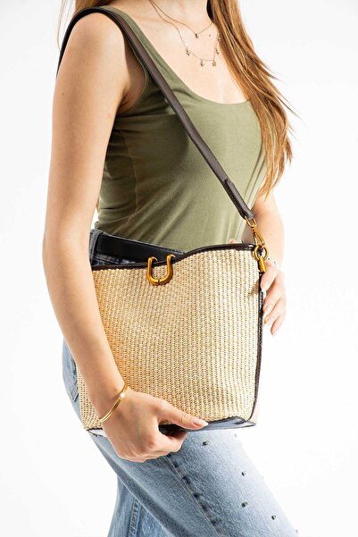 Çanta Trend Moon Straw Women's Hand and Shoulder Bag