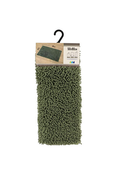 Tendance Anti-Slip Chenille Microfiber Bathroom Mat Khaki Green 50 x 80cm