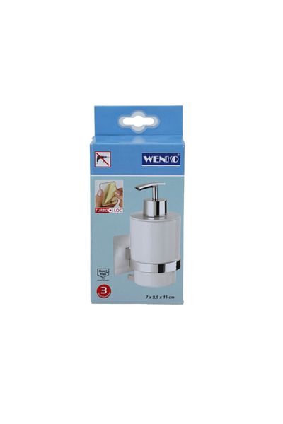 Wenko Quadro Turbo Loc Soap Dispenser Silver and White