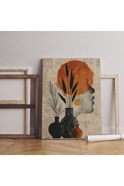 Karkan Tekstil Modern Bohem Vazo 3’lü Kanvas Tablo