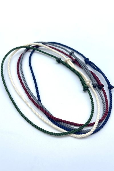 Concept HuBuTU 5 Pieces Khaki Cream Burgundy Gray Navy Blue Twisted Rope Simple and Stylish Anklet Set