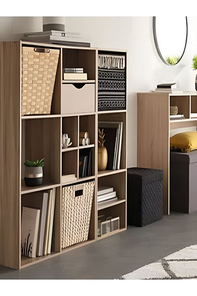Five Simply Smart 9-Compartment Mix N Modul Wooden Storage Shelf
