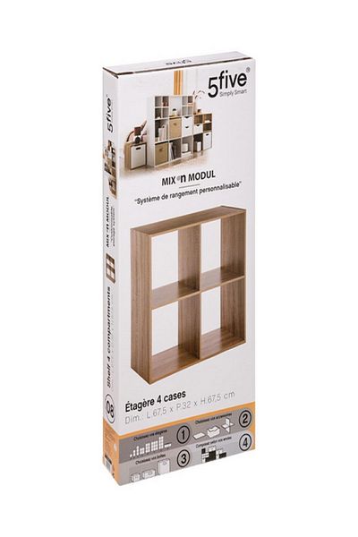 Five Simply Smart 4-Compartment Mix N Modul Wooden Storage Shelf