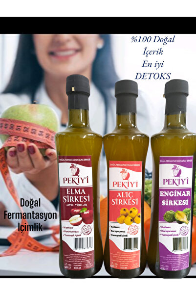 Kral Yöresel Ürünler 3 lü Set Doğal Fermantasyon Elma, Alıç, Enginar Sirkesi