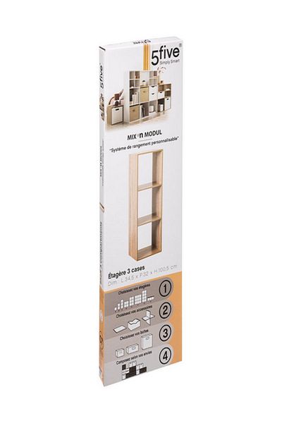 Five Simply Smart 3-Compartment Mix N Modul Wooden Storage Shelf