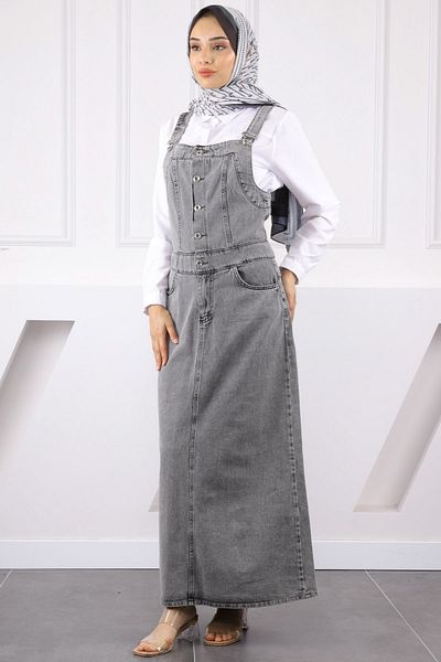 İmajButik Smoked Pocket Jeans Salopet