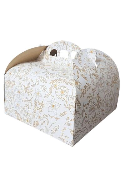 LYOBEST Set of 5 cake boxes 2kg, made of white duplex cardboard with floral pattern, 28x28x12, 5cm