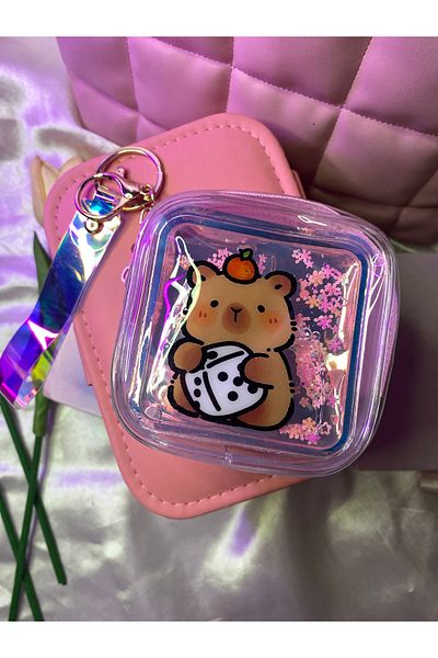 TATLIŞ Cute Capybara Concept Juicy Glitter Wallet Keychain/Mini Bag Charm