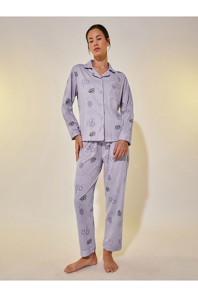 Styli Fruit Printed Long Sleeve Shirt and Pyjama Set
