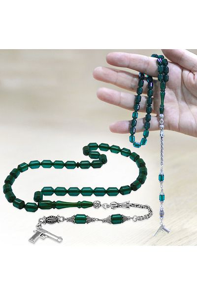 Tesbihane سبحة معدنية مطلية باللون الفيروزي الشفاف من الخرز الأحمر المقاوم للأسواد