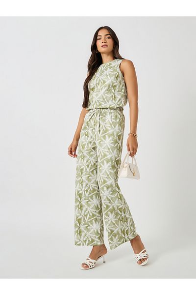 Styli All-Over Print Sleeveless Top and Wide Leg Pants Co-Ords