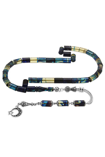 Tesbihane Kararmaz Metal Püsküllü Kesme Kesim Mavi Beyaz Ateş Kehribar Tesbih