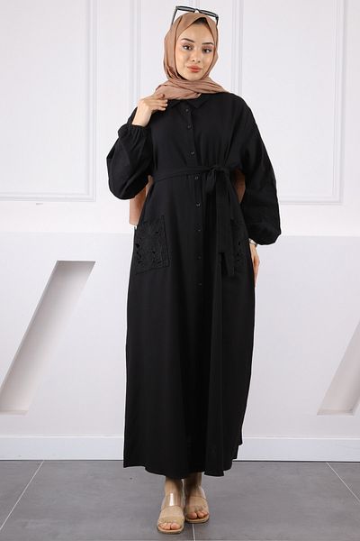 İmajButik Φόρεμα με κέντημα λουλουδιών με μαύρη τσέπη