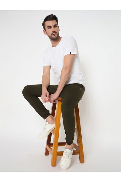 John Player By Styli بنطال رياضي قطني سادة بحزام خصر مطاطي