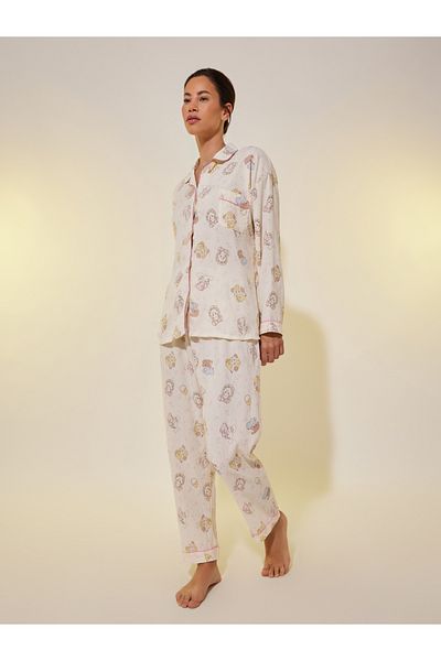Styli Bear Print Long Sleeve Shirt and Pyjama Set