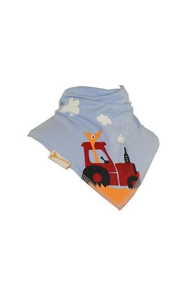 catsparti 🚜 🦒   Fun Tractor & Giraffe Printed 2-Piece Light Blue Bandana Baby Bib