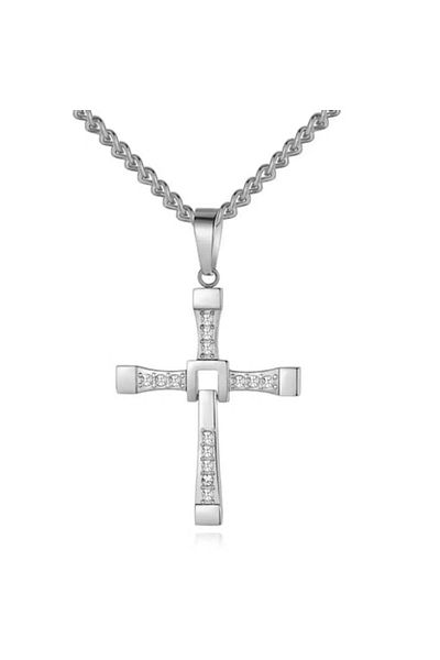 Tessero Necklace with Cross Pendant, Fast and Furious Dominic Toretto Model, 18K Gold Plated, Stainless Stee