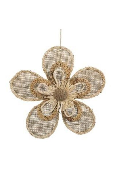 OEM Decorațiune de perete cu flori din iută și paie, 33 x 33 cm