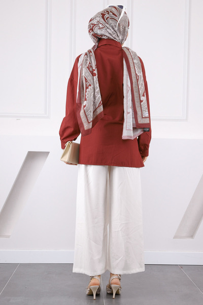 İmajButik Burgundy Side Tie Tunic