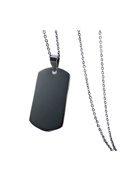 xUPING - Necklace with army name tag pendant, stainless steel, black