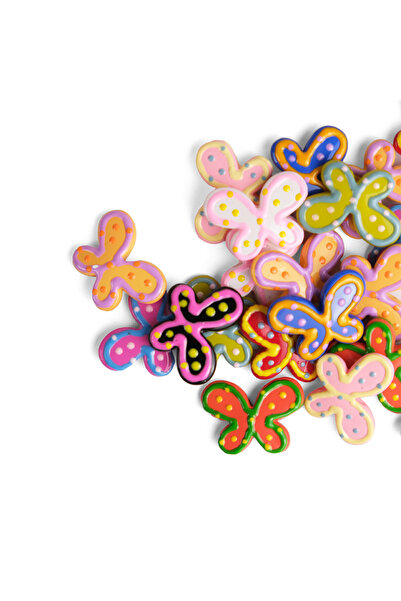 Prestij Boncuk Πολύχρωμες Πλαστικές Χάντρες Φιγούρα Πεταλούδας 22 * 28 mm 5 Τμ