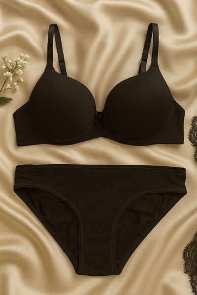 CLADİS Breathable Stretchy Combed Cotton Push-Up Bra & Panty Set