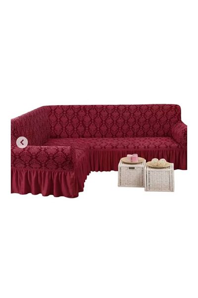 OEM Elastic corner cover, without ruffles, ZUBI HOME, Jacquard pattern, color Cherry