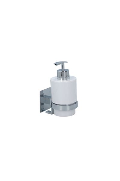 Wenko Quadro Turbo Loc Soap Dispenser Silver and White