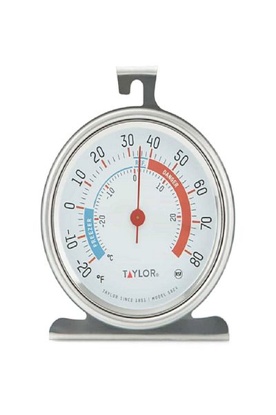 Taylor Fridge and Freezer Thermometer - Chrome and White
