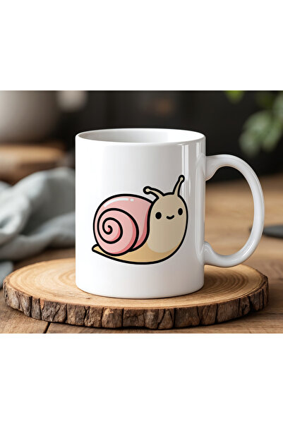 BB TRADE White Ceramic Printed Mug with Snail Design 330ml