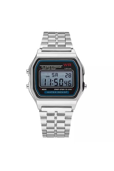 Tessero - Digital Chronograph Watch, Vintage Retro, Metal Bracelet, Unisex, Quartz Mechanism, Alarm,