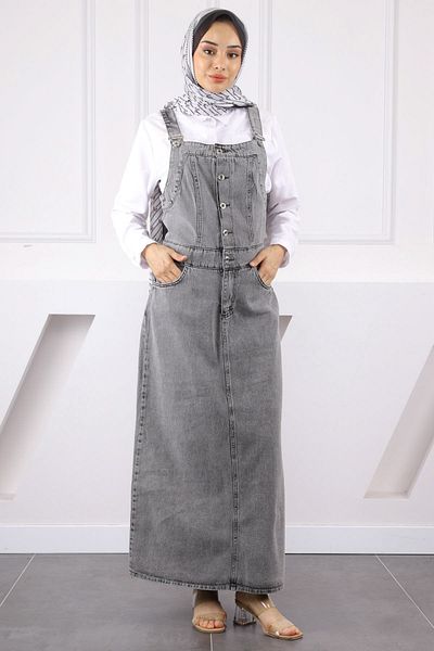 İmajButik Smoked Pocket Jeans Salopet