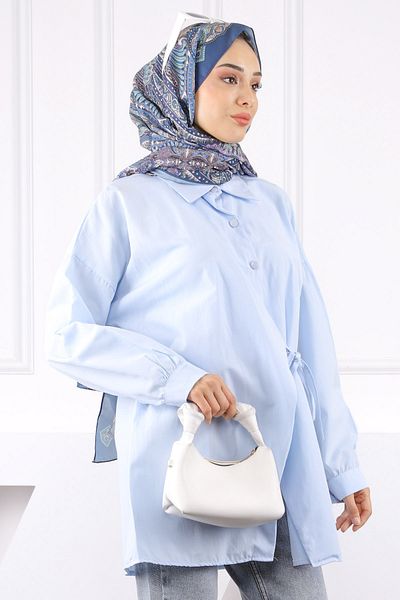 İmajButik Baby Blue Side Tie Modal Τουνίκ