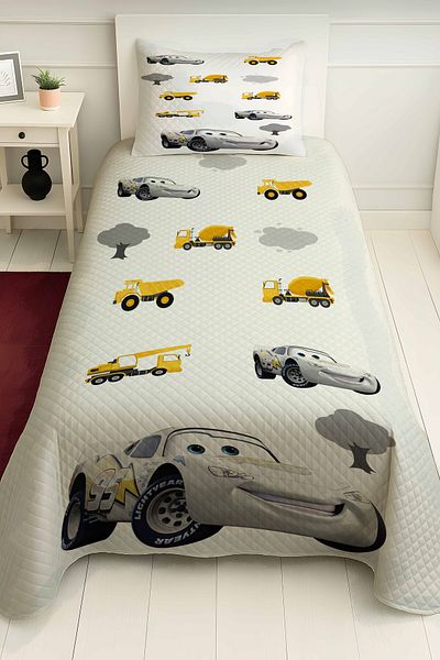 PRINTOPIA White Car Business Machines Patterned Single Children's Pique Set
