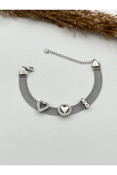 Çelik 316L Çelik Silver Kadın Hasır Bileklik