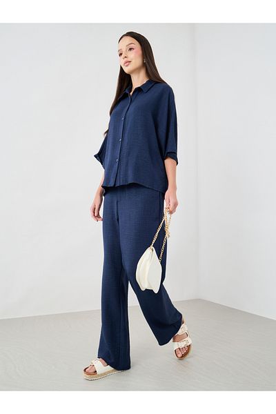 Styli Solid Spread Collar Shirt and Pants Co-Ords