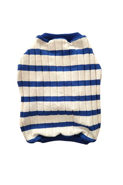 atelyu Cat Dog Outfit Blue Striped Tank Top Tshirt