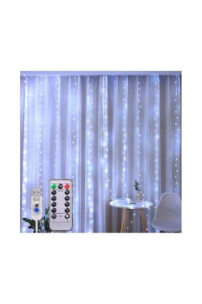 SIKS Christmas Installation, 3 M X 3 M, Usb Mesh Model, 8 Modes, 300 Leds, Cold White Curtain