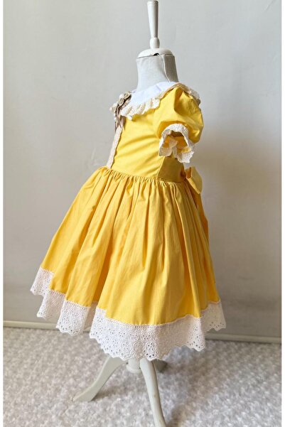 Gala etek ucu dantelli kız çocuk elbise