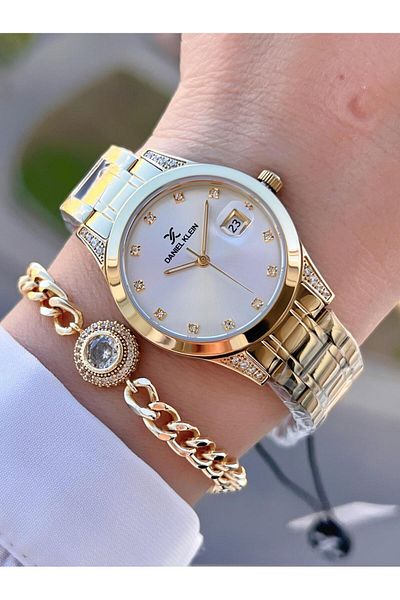 Daniel Klein Steel Cord 30 Mt Water Resistant Women Wrist Watch+Bracelet Byn.13782.4
