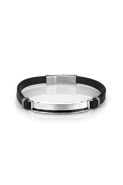 Santa Barbara Polo & Racquet Club Santa Barbara Polo Racquet Club Sbj.6.2017.1 Sporty Design Leather Black Men's Bracelet