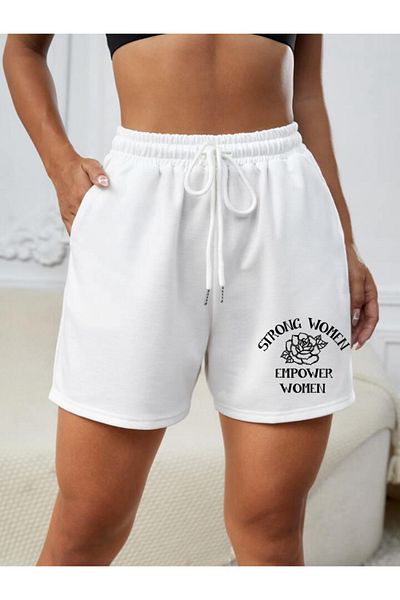 DEEPSENCE Women's White Shorts Comfortable Fit Strong Women Cotton Fabric