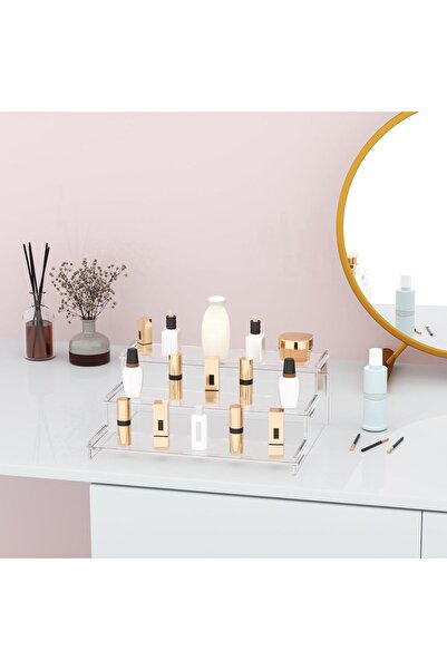 Generic Clear Acrylic Dispaly Stand, 3 Tiered Display Riser Stand Purfume Stand Organiser for Pop Figures